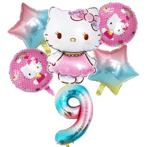 Ballons d'anniversaire Hello Kitty Papillon 9 Multicolore