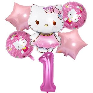 Ballons d'anniversaire Hello Kitty Rose 1