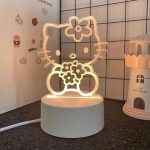 Sanurgente-Lampe LED Hello Kitty Avec un Bouquet de Fleurs en acrylique 3D