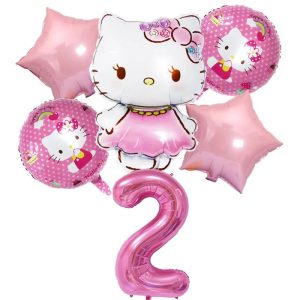 Ballons d'anniversaire Hello Kitty Rose 2