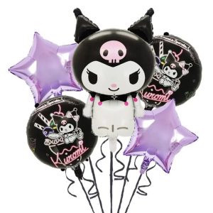 Ballons d'anniversaire Kuromi Noir Et Mauve