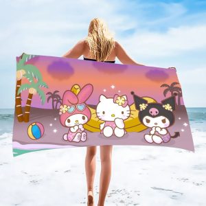 Serviette de plage Hello Kitty et Kuroumi My Melody