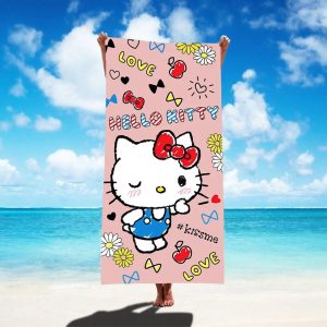 Serviette de plage Rose Hello Kitty