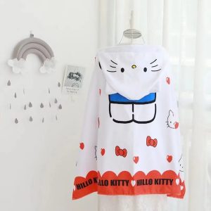 Peignoir Serviette de bain à capuche Hello kitty Kawii pour enfants